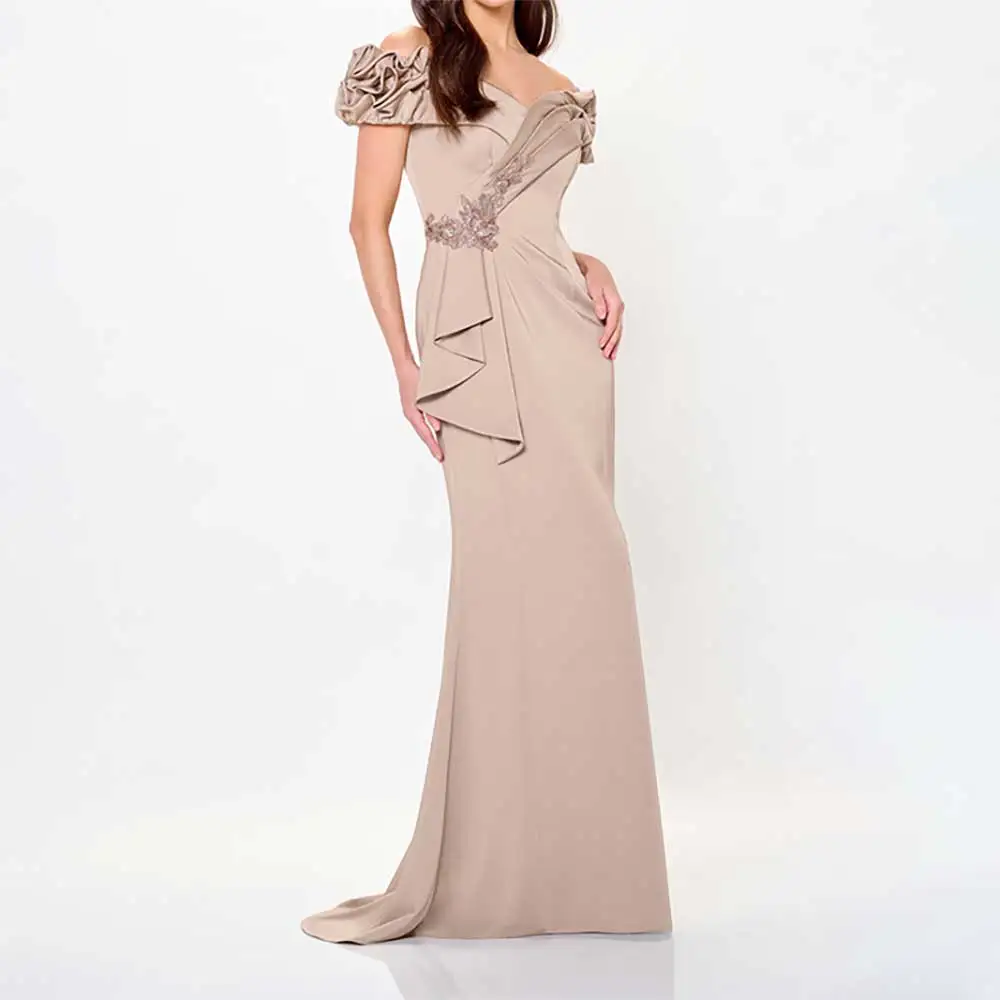 

2025 Evening Dresses V Neck Sleeveless Elegant Prom Party Dress Ruffled Beaded Formal Wedding Event Cocktail Party Gowns