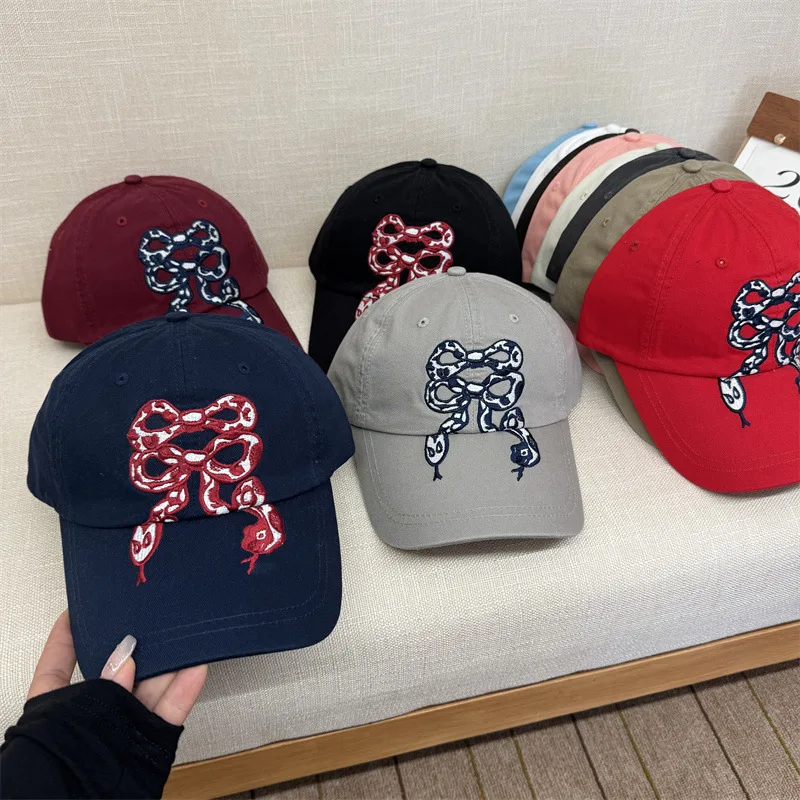 Women's Bowknot Soft-Top Baseball Cap Korean Niche Street Fashion Brand Casual Accessory for Stylish Look