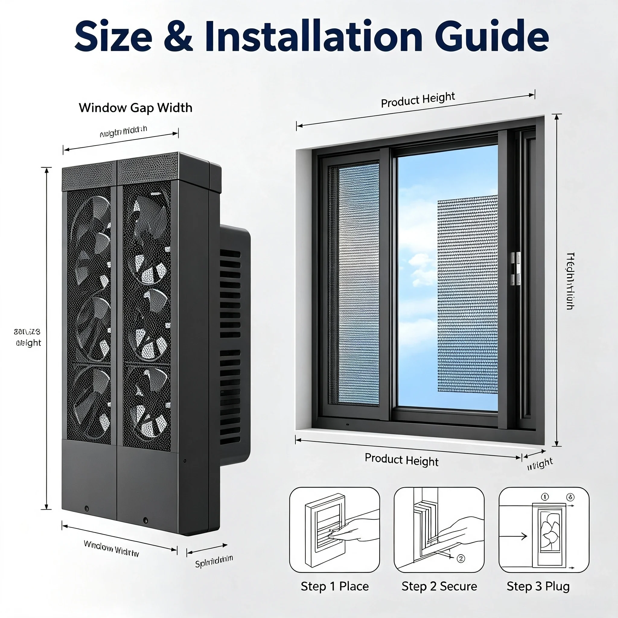 Non-punching Retractable Window Exhaust Fan, Installation-Free Powerful Household Ventilation Fan