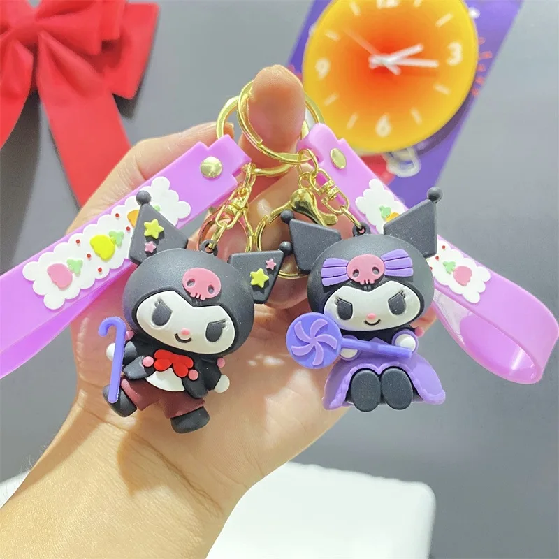 Cross-dressing Sanrio Halloween Hat Kuromi Keychain Cute Cartoon Doll Bag Pendant Car Keychain Kawaii Gift