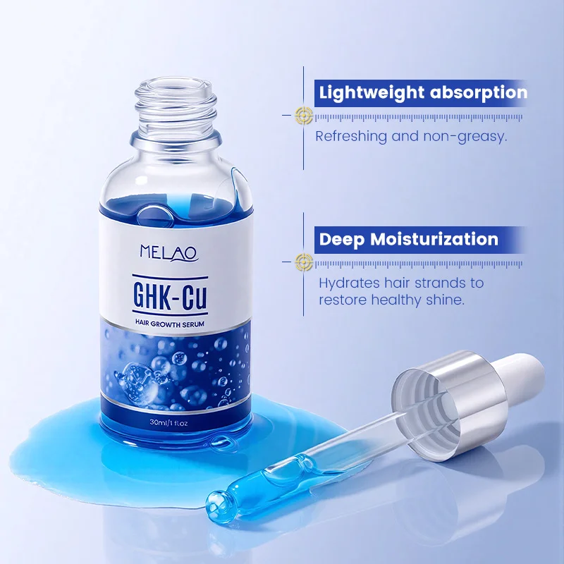 GHKCu Hair Growth Serum Repair Hair Scalp Care Anti Hair Loss Treatment Blue Copper Peptide Hair Growth Serum for Women Men