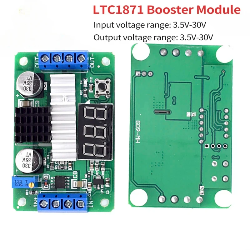 LTC1871 100W/ 6A DC Power Supply Step Up Converter DC-DC 3.5V-30V 5V 12V Adjustable Boost Converters with Display LED Voltmeter