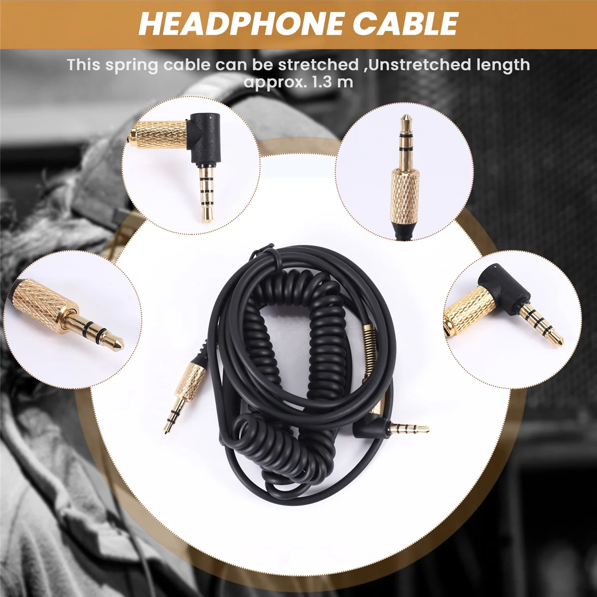 Marshall Major II Monitor Cabo De Áudio, Primavera Cord Linha, Fone De Ouvido Bluetooth, 2 Monitor