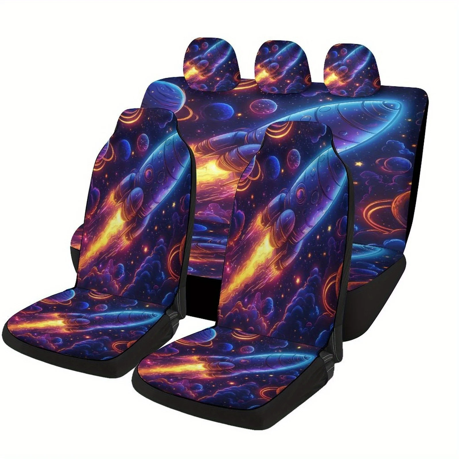 Space Rocket Launch Designed Car Seat Cover Set For Most Cars, Fashion Comfortable Car Seat Protector Covers Full Set, Car Sea