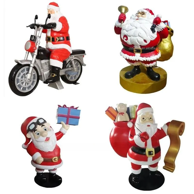 Life Size Resin Animated Snowman Fiberglass Santa Claus Statue Outdoor Christmas Yard Garden Decoration Holiday Display
