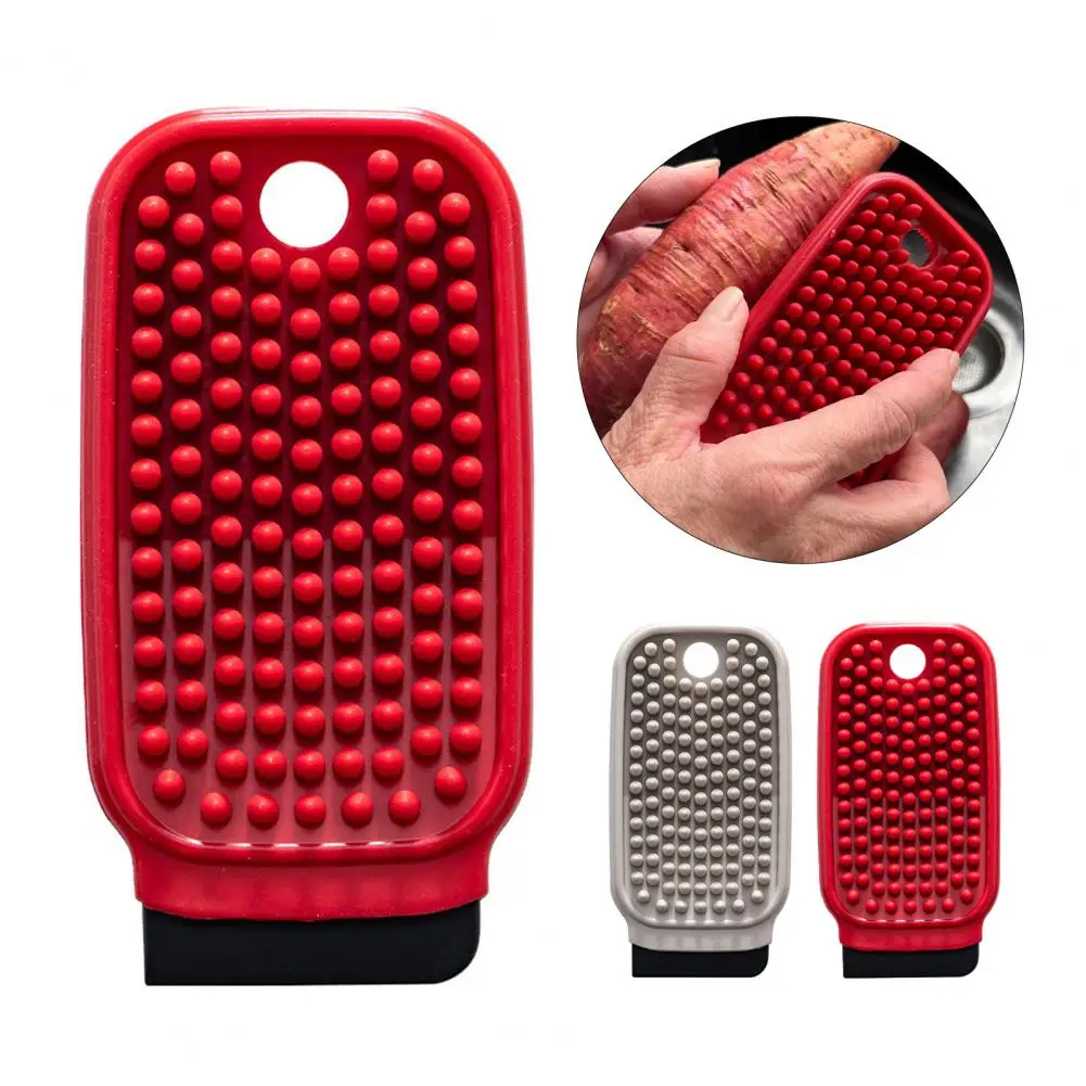 Gentle Scrubbing Brush Multi-functional Silicone Fruit Brush with Double-sided Scrubber Hanging Loop Kitchen for Vegetables
