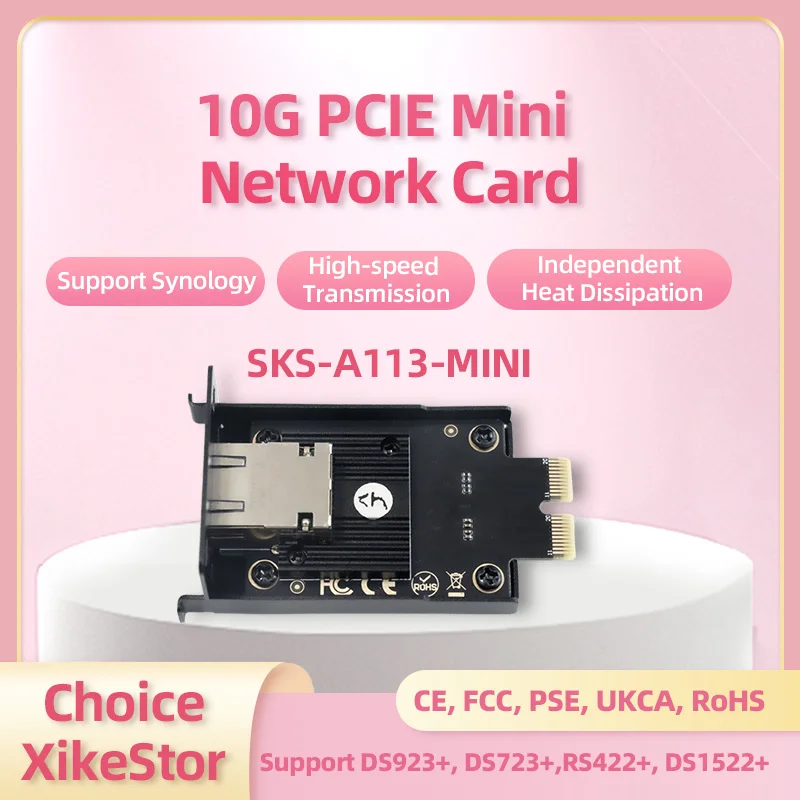 XikeStor 10G PCIE 미니 네트워크 카드 지원 Synology DS923+, DS723+, RS422+, DS1522+ 서버 Ppgrade 모듈