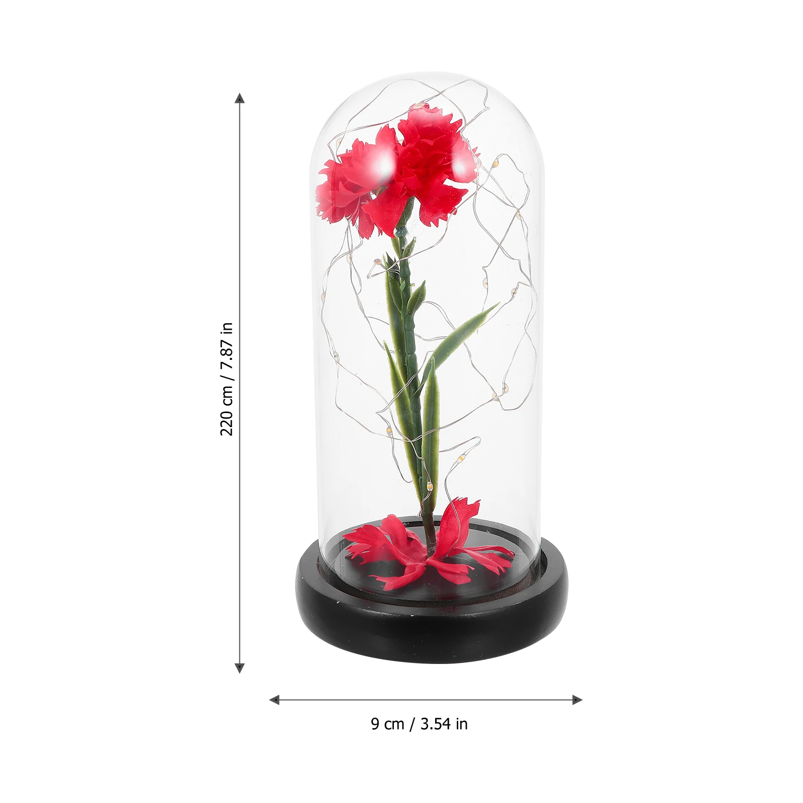 

1Pcs Glass Dome Flower Lamp Carnation LED Light Romantic Bedroom Decoration Mother's Day Gift Decorative Lamp Glass Flower Shade