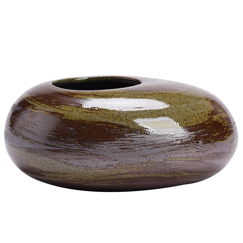 Potted Pot Ellipse Ceramic Flowerpot Vase Pebble Shape Flower Arranger Bonsai Accessories Home Decoration Succulent Pots Vases