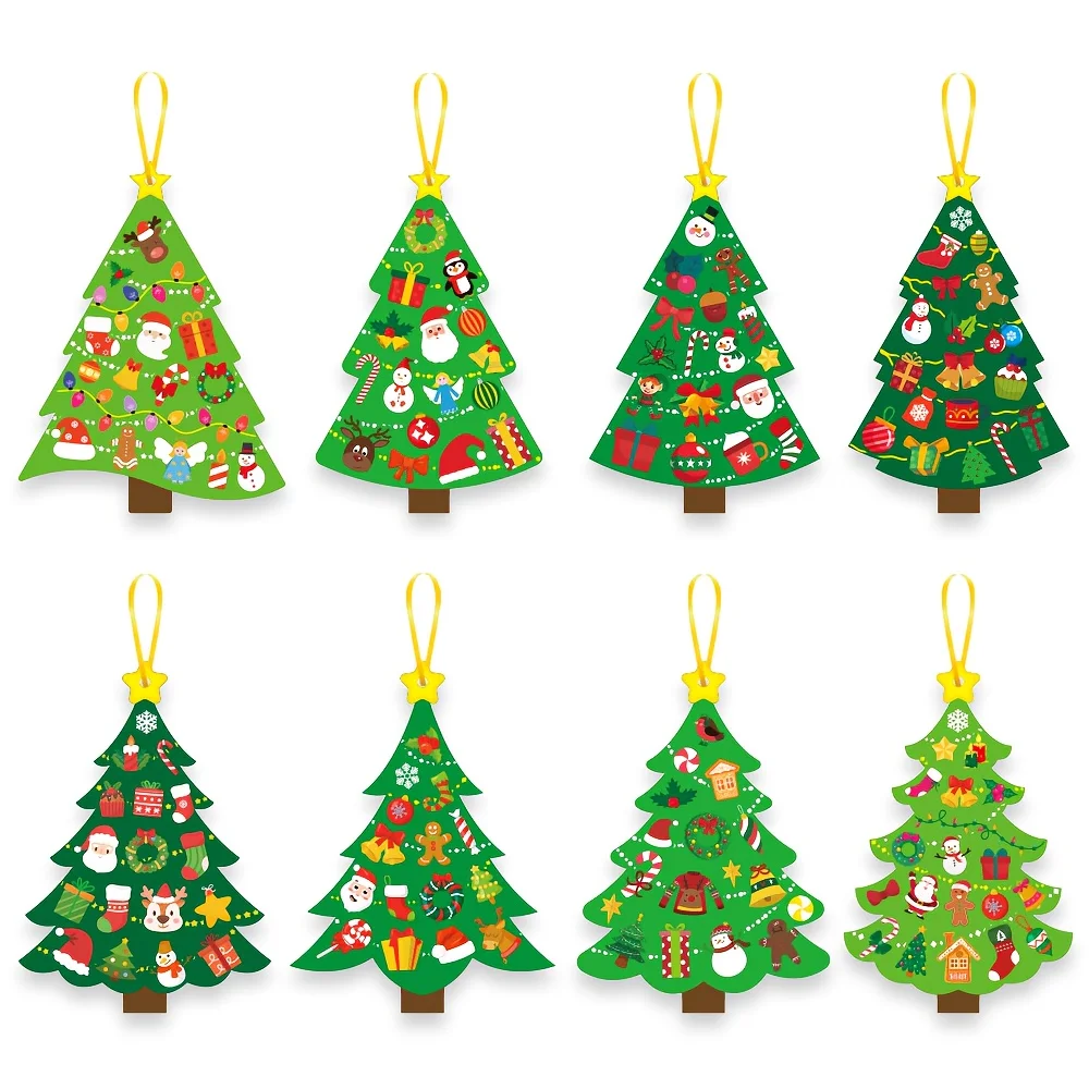 24-delige kerstboom DIY Craft Kit Gebruik stickers om vakantiekaarten te creëren Perfect voor kerstfeestjes Activitie Vakantiebenodigdheden