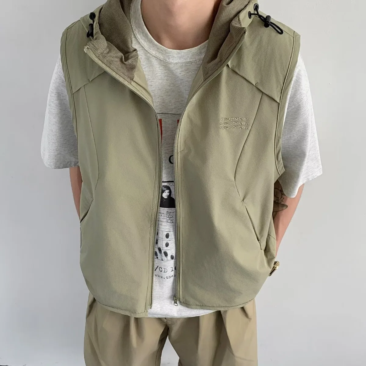 

American Functional Svel Workwear Vest Men's Trendy Haome Loose Casual High-End Outdoor Mountain Series Hooded Jaet