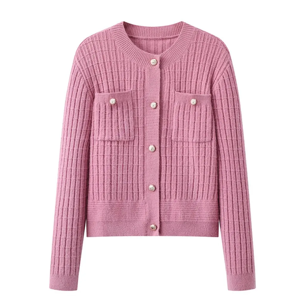 

Корейский стиль вафельный вязаный кардиган 72MM-2116 для женщин весенний маленький ароматный свитер во французском стиле оптом