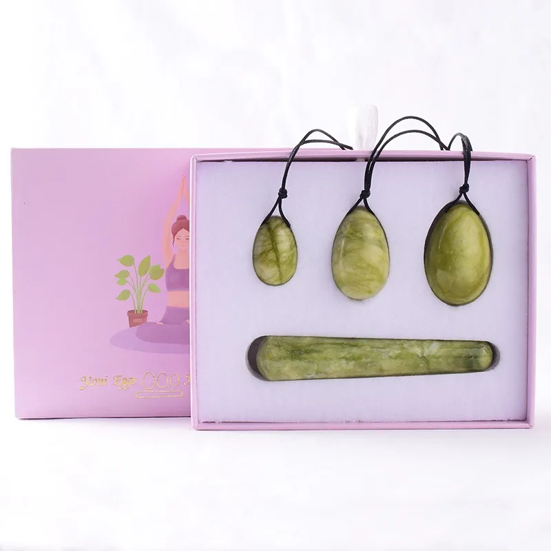 Drilled Jade Eggs Women's Yoni Eggs Massage Stones Healing Crystal Healing Exercise Eggs for Kegel Exercise Train Pelvic Muscles