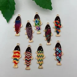 10pcs Enamel Wave Fish Charm for Jewelry Making Supplies Earring Pendant Necklace Accessories Diy Craft Metal Material