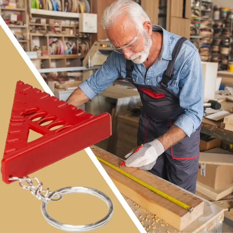 Woodworking Square Precision Ruler Small Triangular Precision Speed With Key Ring Portable Measuring Tool For Metal Furniture