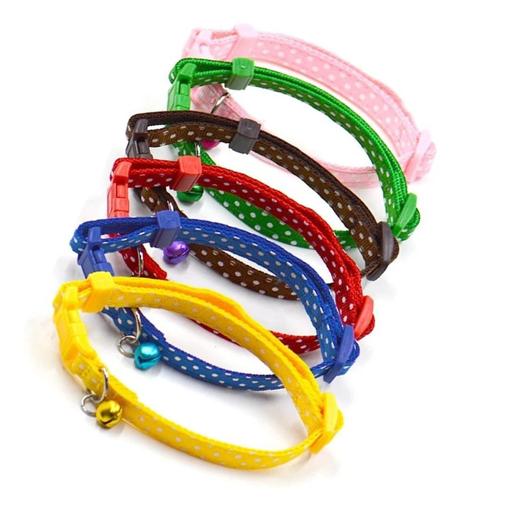 

Dots 1.0cm Width Small Cat Dog Puppy Collar Jingle Bell Adjustable 7.5-12 Inch Cute Design Lightweight Comfortable