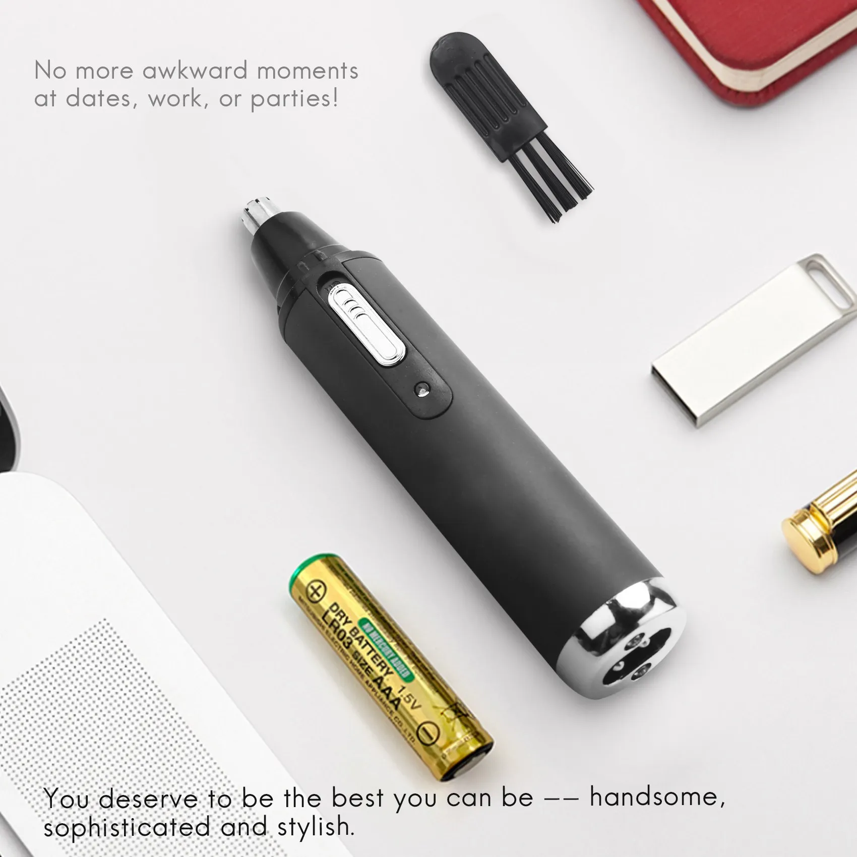 

AB43-триммер для носа, электрический триммер для бритья волос в носу, безопасный уход за лицом, триммер для бритья, триммер для носа, инструменты для макияжа, черный