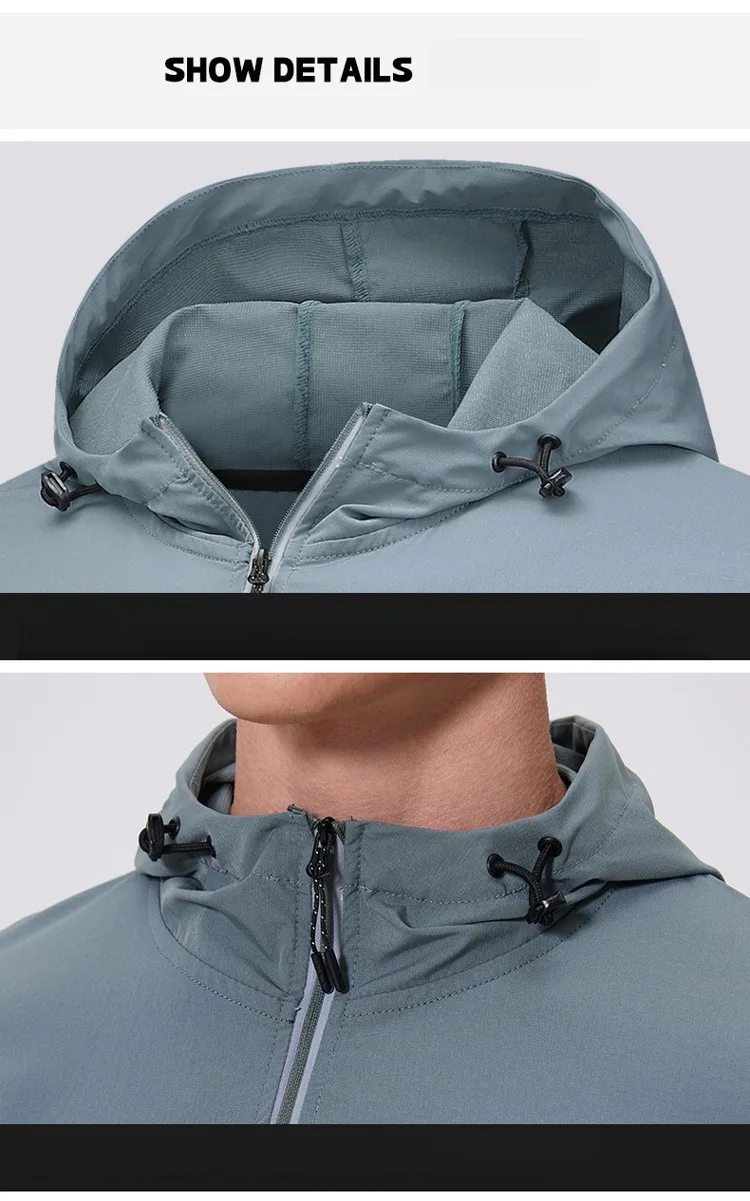 Herren-Sportbekleidungsset mit Kapuze, Trainingsausrüstung, atmungsaktive Jacke und Hose, Fitness-Outfit für bequeme Trainingskleidung – Detail 4