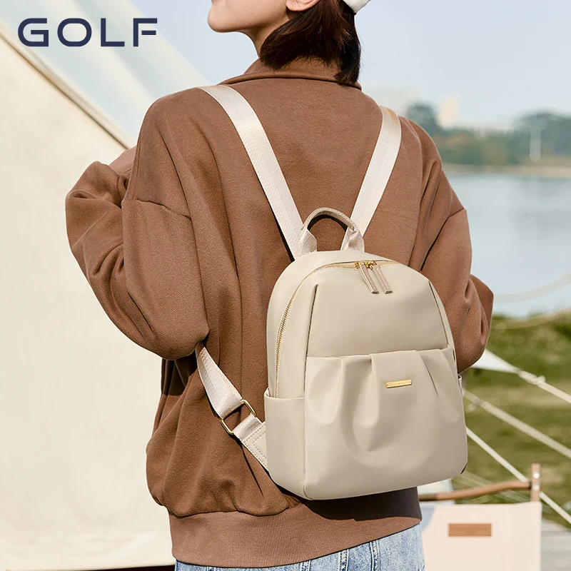 GOLF backpack, women\'s fashionable small backpack, lightweight small travel bag, personalized pleated bag, junior high school,