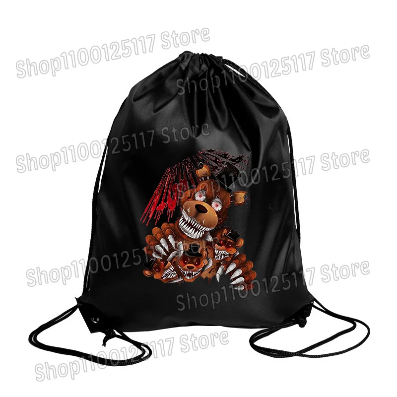 حقائب برباط من Fnafs، حقيبة هدايا لحفلات Freddys، حقيبة تخزين من البوليستر المقاوم للماء، حقيبة ظهر محمولة للسفر في الهواء الطلق