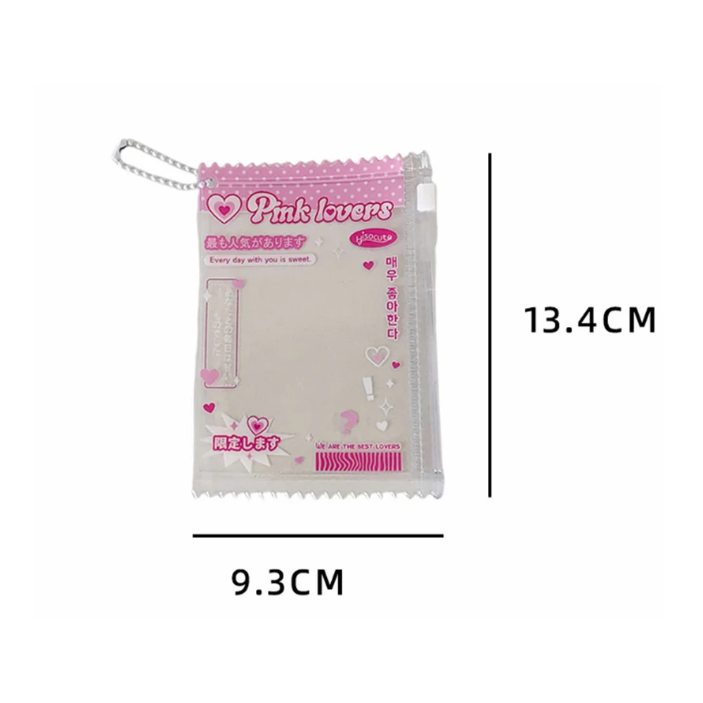 Cute Clear Zipper Bag 3 Inch Card Sleeve Student ID Holder Badge Reel Storage Pouch