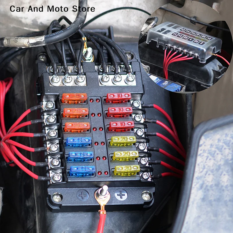 【CMO】6/12 Way Blade Fuse 12-24V Car Boat Fuse Box Holder With Plastic Cover For Power Panel Board Camper Fuse1/2PCS