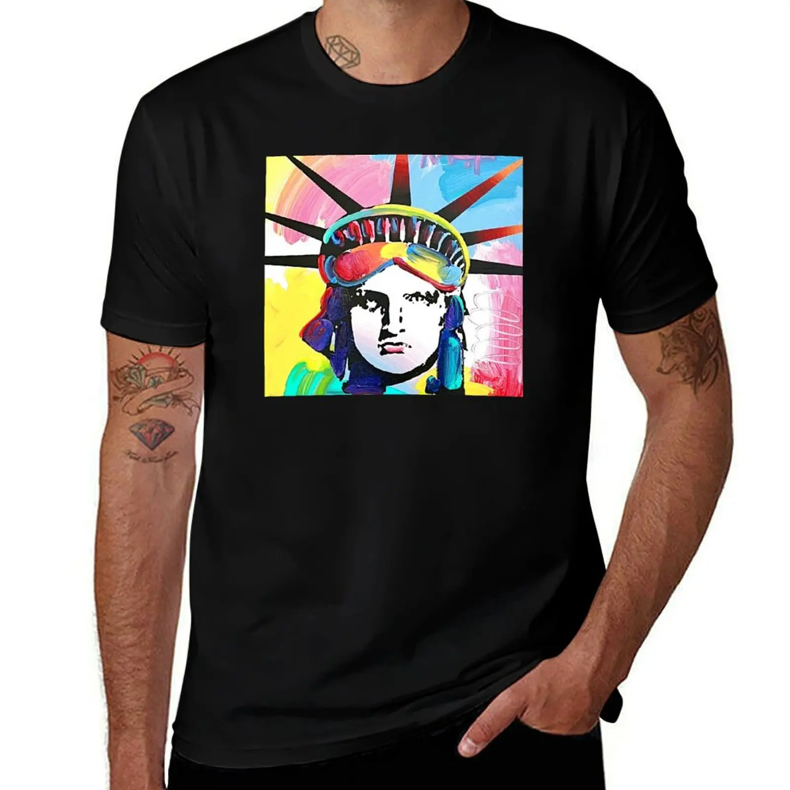 Peter Max Liberty Head T-Shirt blacks customs design your own anime boys animal print mens clothing