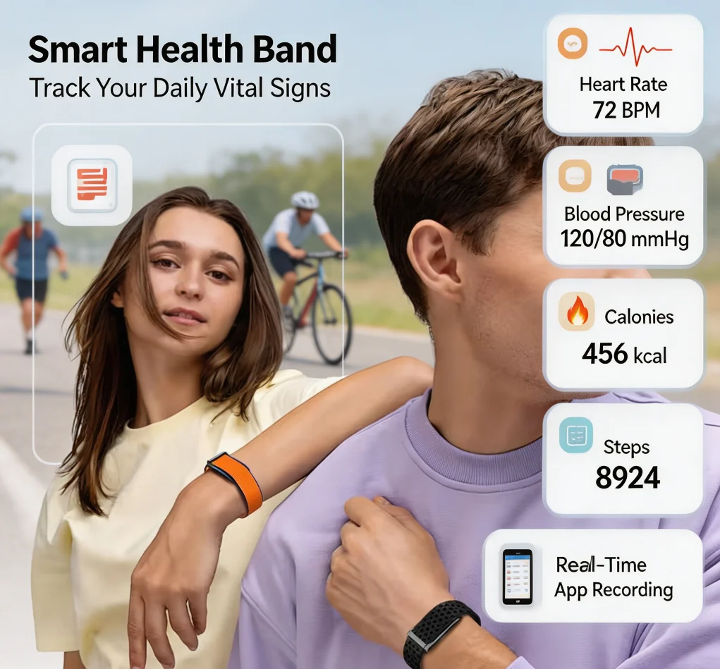 New lightweight outdoor sports smart bracelet without screen, multifunctional heart rate, blood oxygen, and sleep monitoring fit