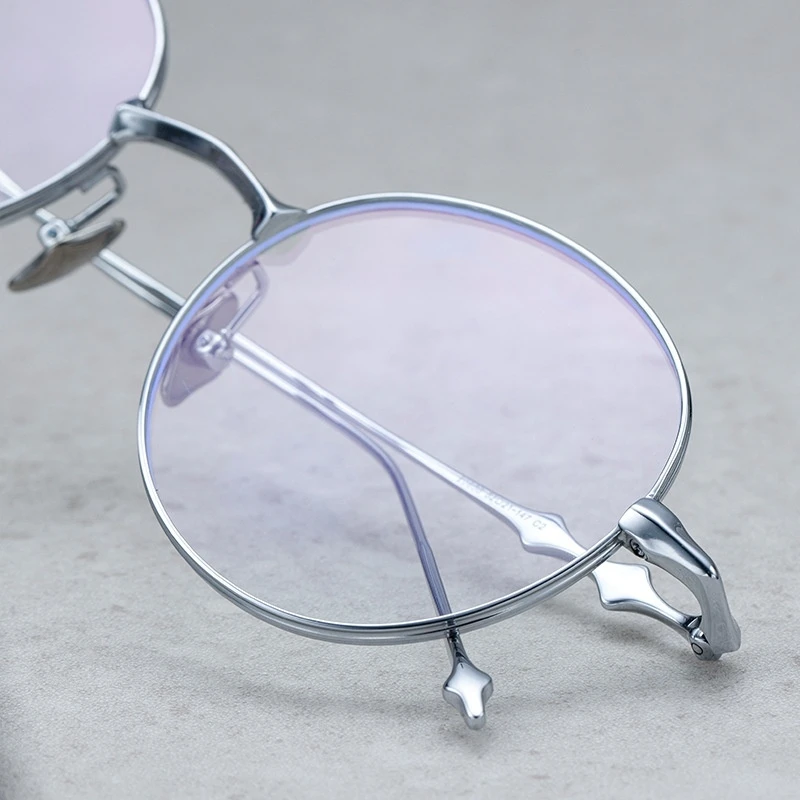 OLLYMURS 새로운 럭셔리 순수 티타늄 라운드 안경 남성과 여성 레트로 초경량 패션 광학 처방 Eyelasses 프레임 EP