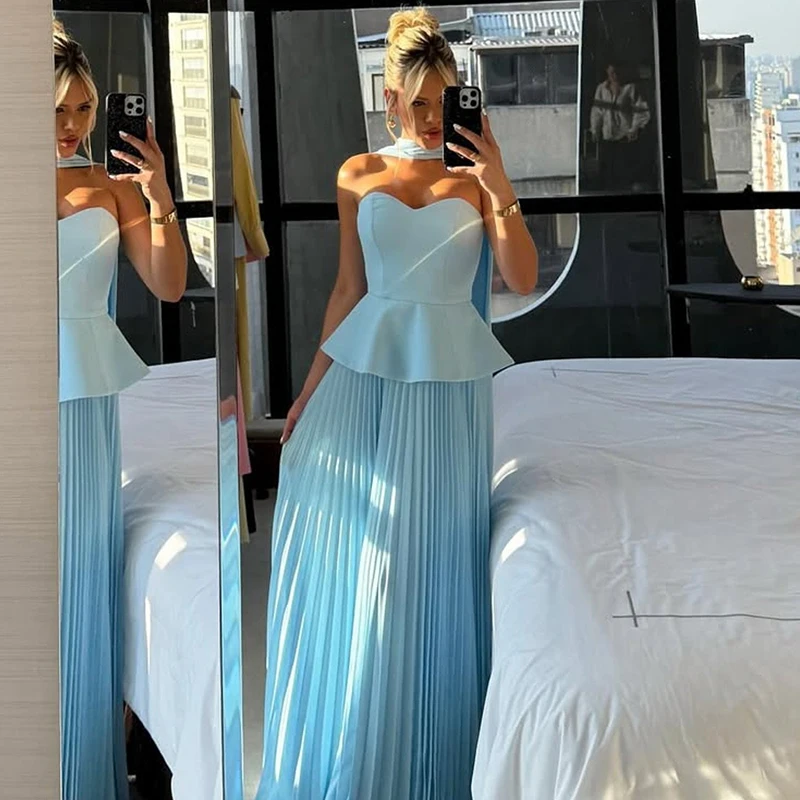 Thinyfull 2026 A라인 프로모션 이브닝 드레스 스위트하트 플리츠 스카프 맥시 파티 드레스 포멀 나이트 칵테일 프로모션 가운 맞춤형