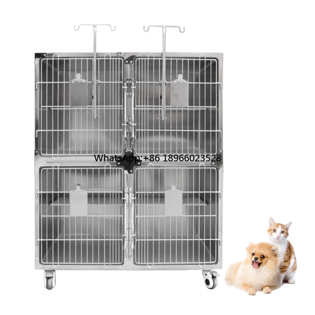 

Professional Animal Clinic Stainless Steel Indoor Metal Customizable Veterinary Cat Cage With Wheels