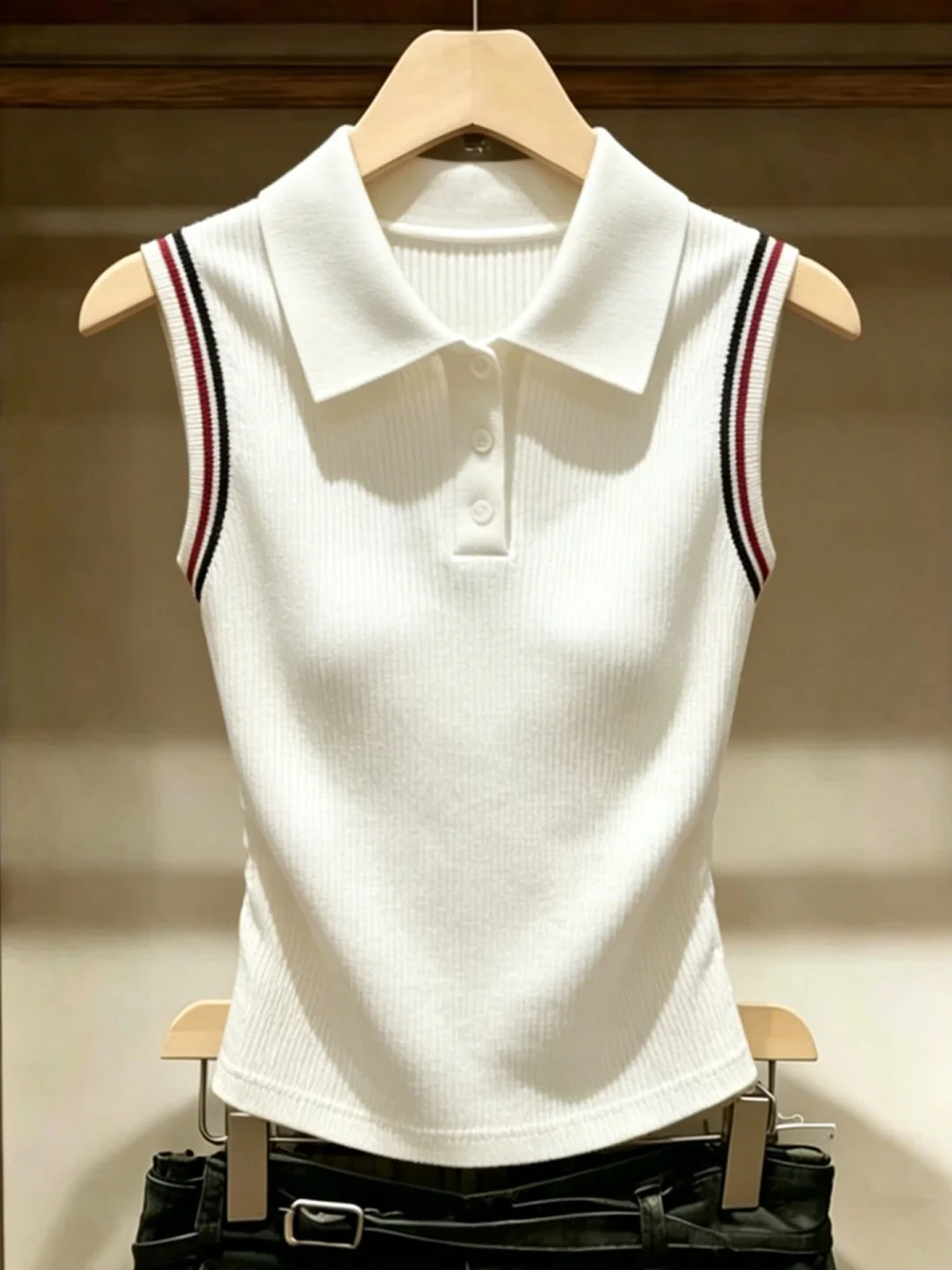 

Korean Style Women's Knitted Vest Sleeveless Summer New Fashion Unique Beautiful Versatile Knitwear Collar Regular Length