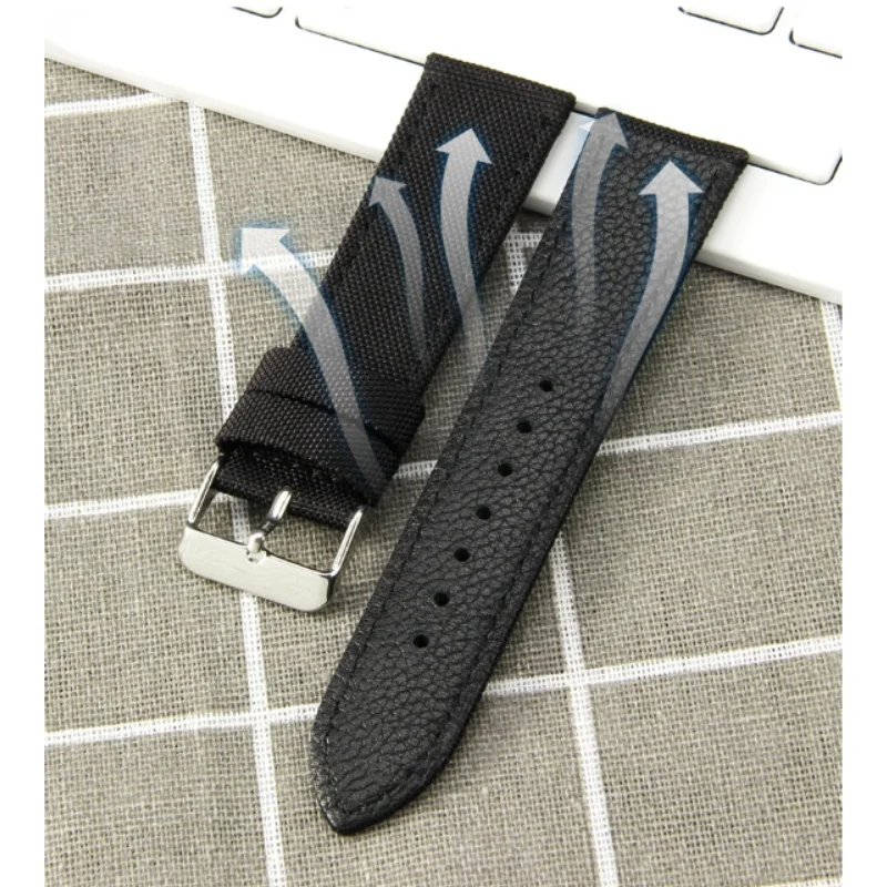 IWC 시민용 나일론 + 가죽 시계 스트랩 세이코 시계 밴드 소프트 방수 스포츠 남성용 팔찌 액세서리 손목 밴드 20mm 22mm