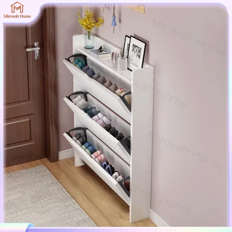 For Ultra Thin Shoe Cabinet Tipping Bucket Entryway Storage Modern Simple Home Furniture Narrow Hallway Organizer Rack 2025