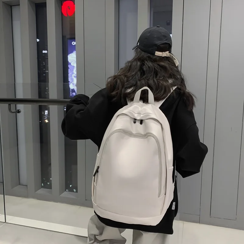 Harajuku ulzzang Style College Book Backpacks Retro Coffee Black Gray Soft PU Large Capacity Backpack Teenager Boy Girl Rucksack