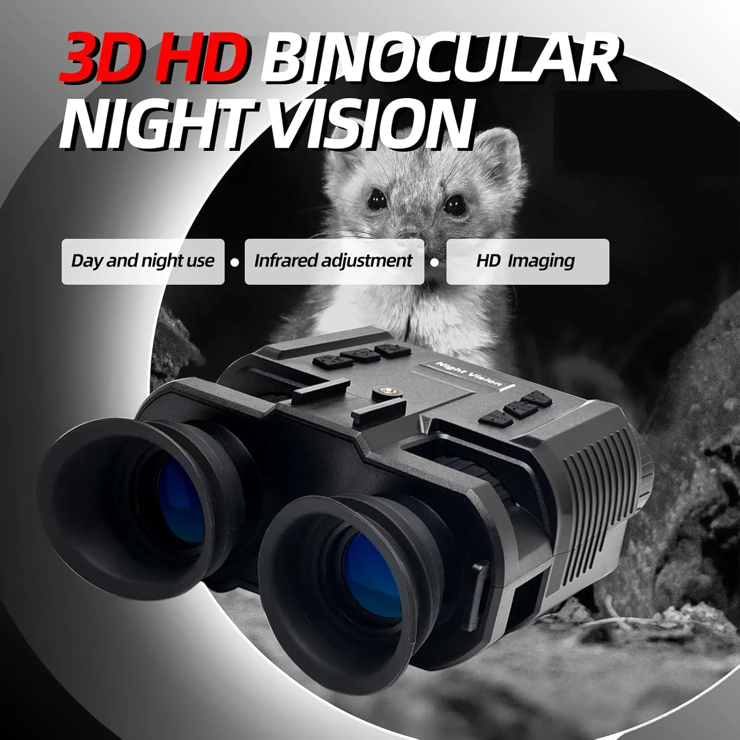 NV8000 Night Vision Goggles Head-Mounted, 3D Naked-Eye Display Infrared Night Vision Binoculars with 7 Level Brightness