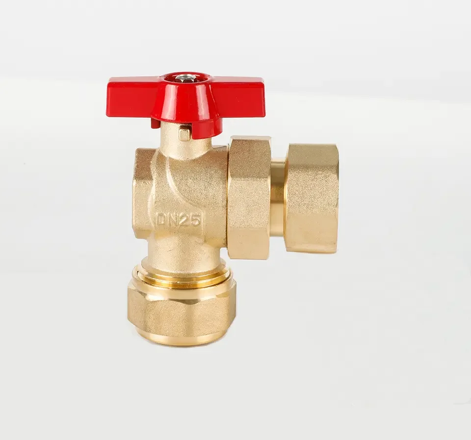 Wholesale price bushing thread high quality brass material brass angle valve iron ball and handle