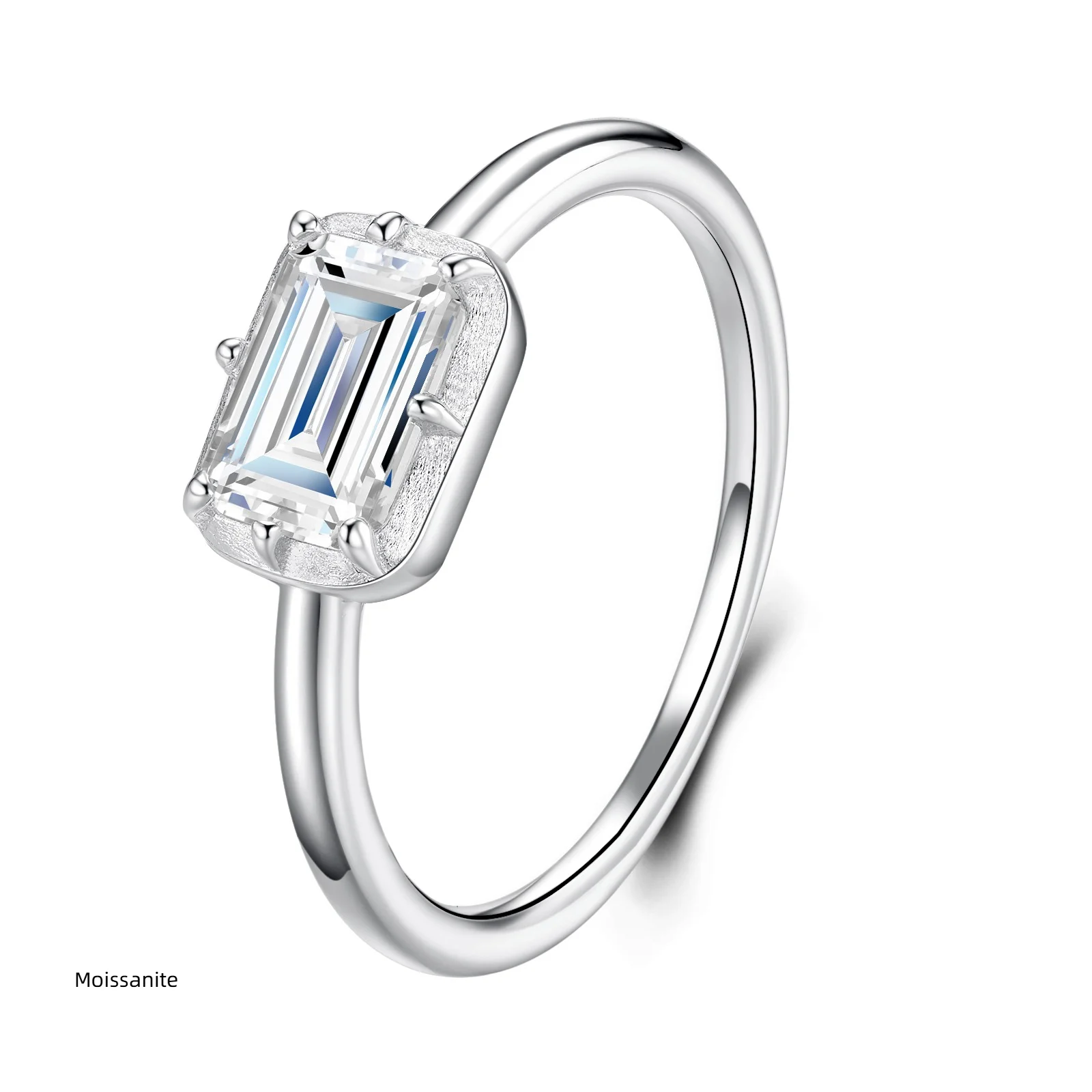 

925 sterling silver inlaid irregular octagon 1CT moissanite ring for women, fashionable jewelry gift