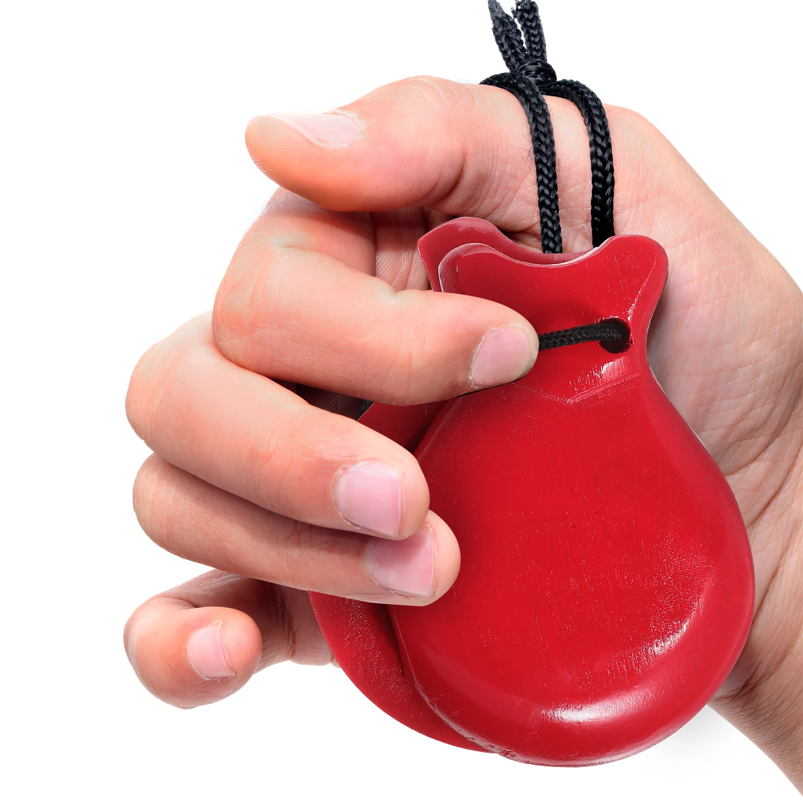 2 أزواج صنجات خشبية باللون الأسود والأحمر للأطفال آلة موسيقية ألعاب قرع صنجات الأصابع سلسة بصوت عال لعبة تعليمية فئة