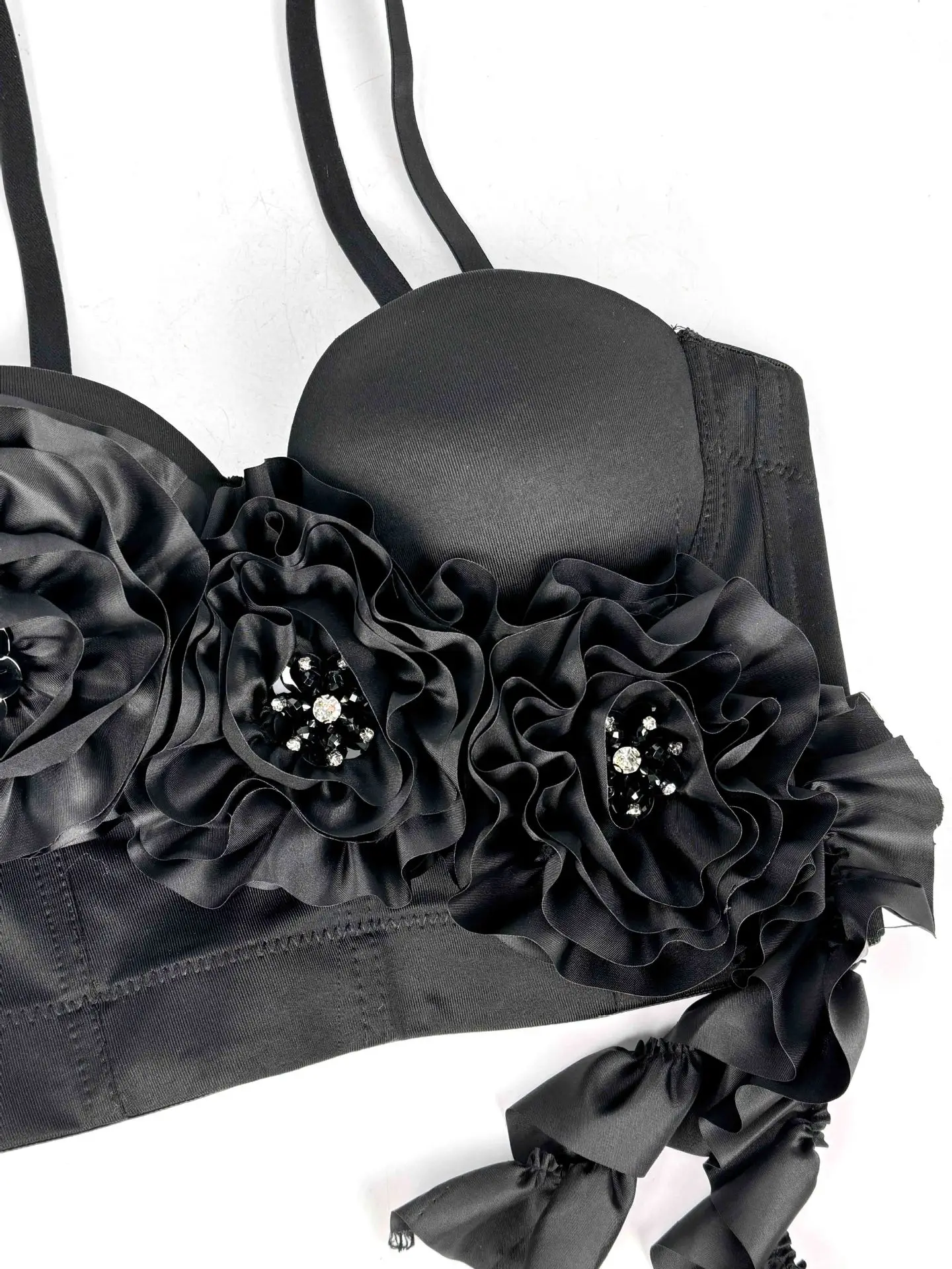 여성용 플로럴 뷔스티에 코르셋 크롭탑 하이 스트리트 스타일 셀럽 파티 나이트클럽 무대 캐미솔 이브닝웨어 y2k