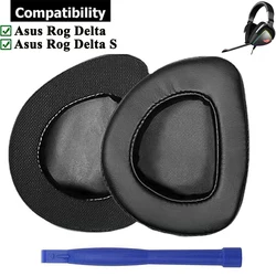 1Pair Flexible Durable  Leather Replacement Earpads Ear Muffs Pads Soft Memory Foam For Asus Rog Delta Aura Sync Headphones