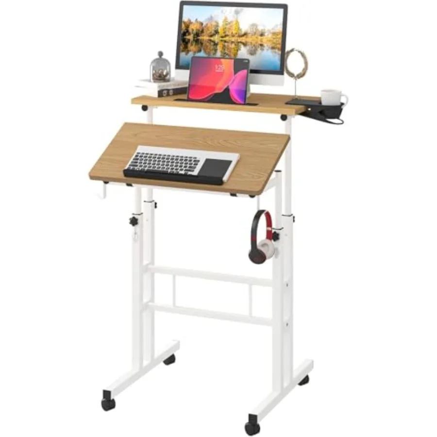 Adjustable Mobile Laptop Stand with Cup Holder