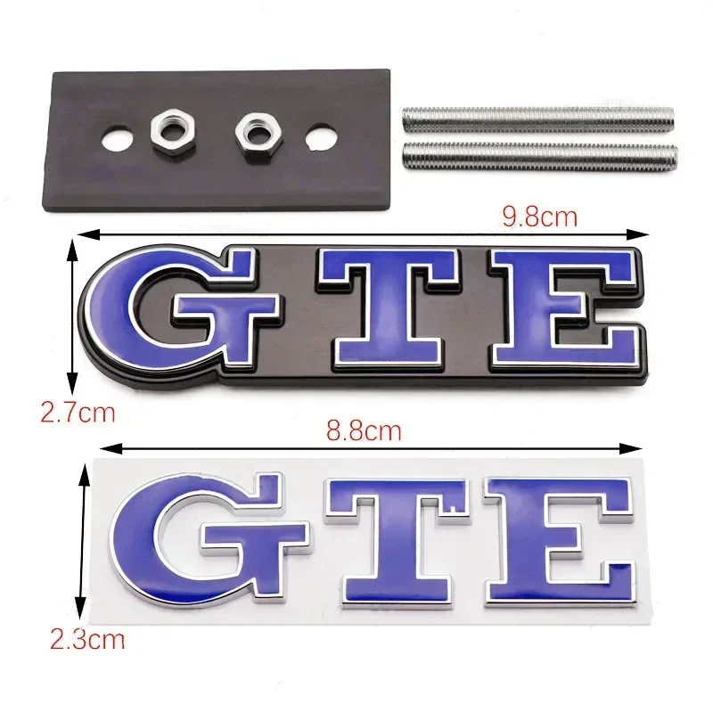 3D Metal Blue GTE Letter Rear Trunk Front Grille Car Emblem Badge Sticker Decal For VW Golf 7 GTE MK7 5 7.5 8 Passat Accessories