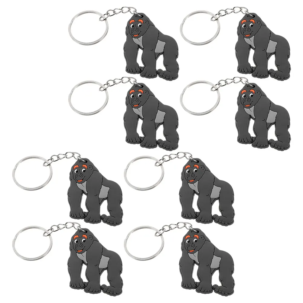 

8 Gorilla Keychain Pendants Sturdy Material Cute Animal Hanging Decor Kids Party Favor Gifts Charm Bags Accessories