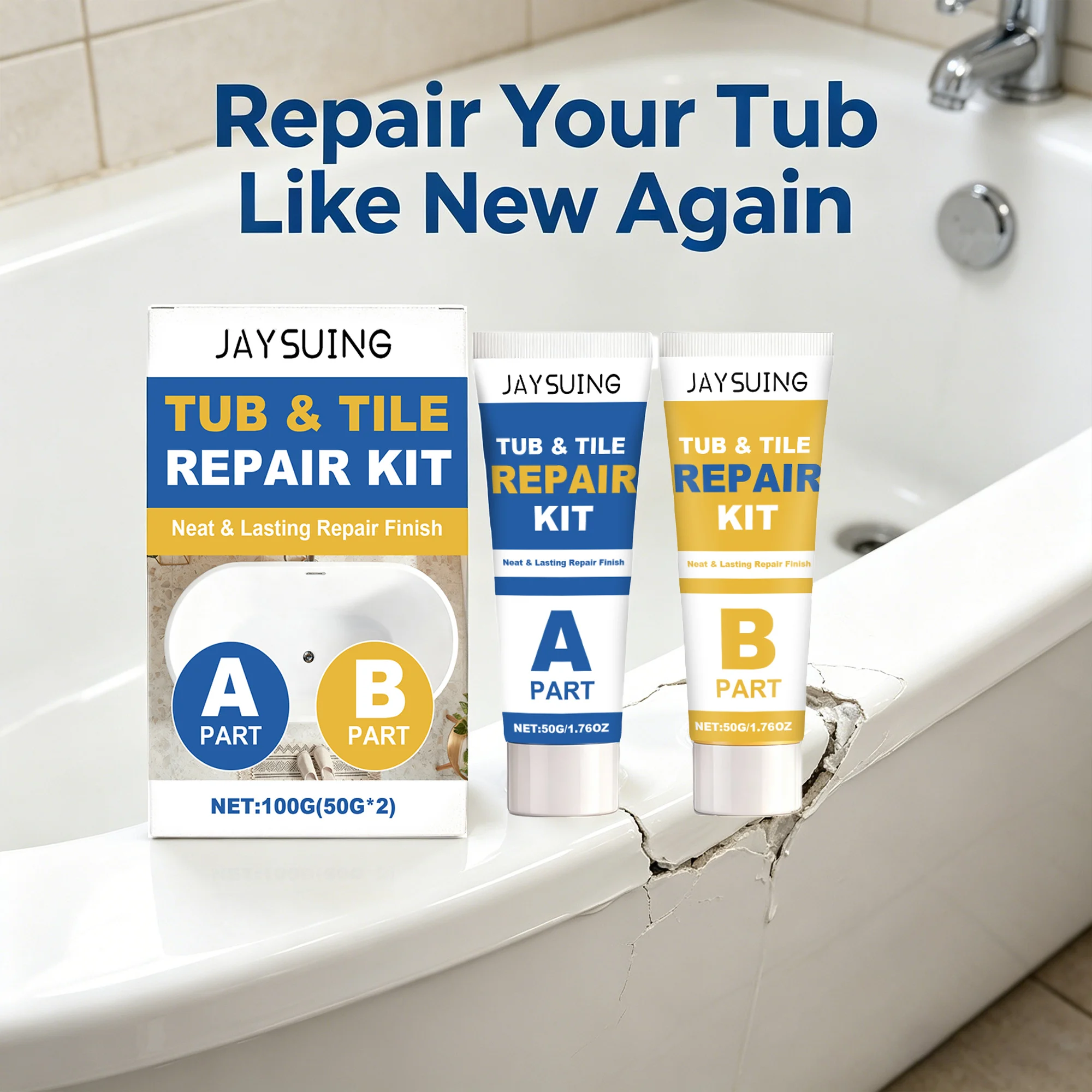 Ceramic Tile Repair Kit Filling Cracks Excellent Bonding Effect Seamless Suitable for Various Surfaces Bathtubs Toilets Vases