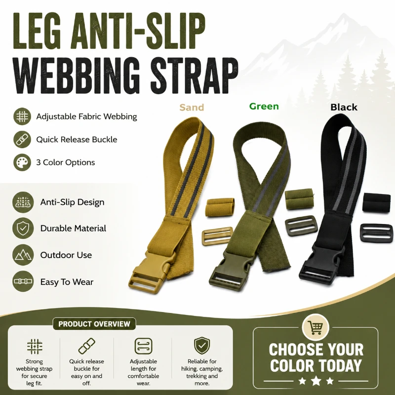 High Tenacity Polyester Leg Wrap Fastening Belt Non Slip Leg Hanging Webbing Band Split Buckle For Leg Cover Anti-slip Fixation