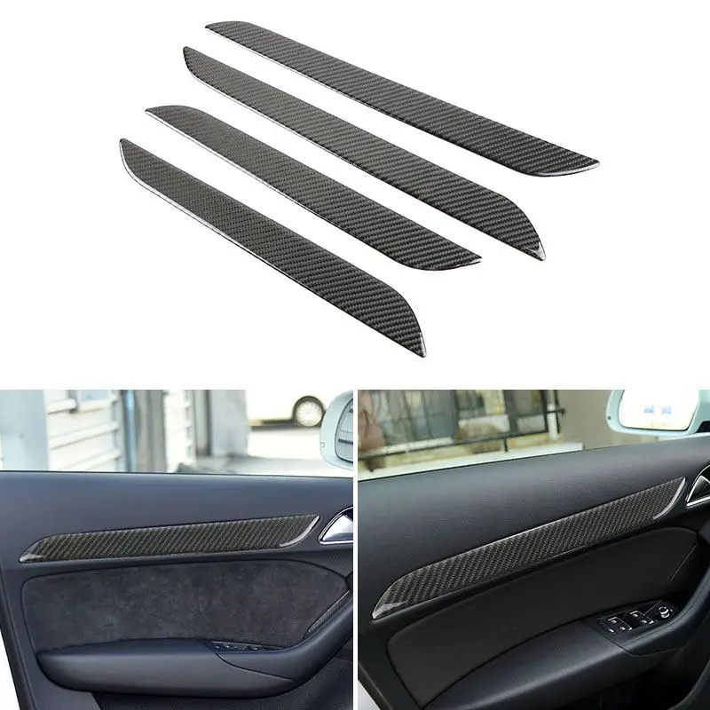 For Audi Q3 8U 2013 2014 2015 2016 2017 2018 Soft Carbon Fiber Car Accessories Door Window Panel Trim Cover Strips Piano Black