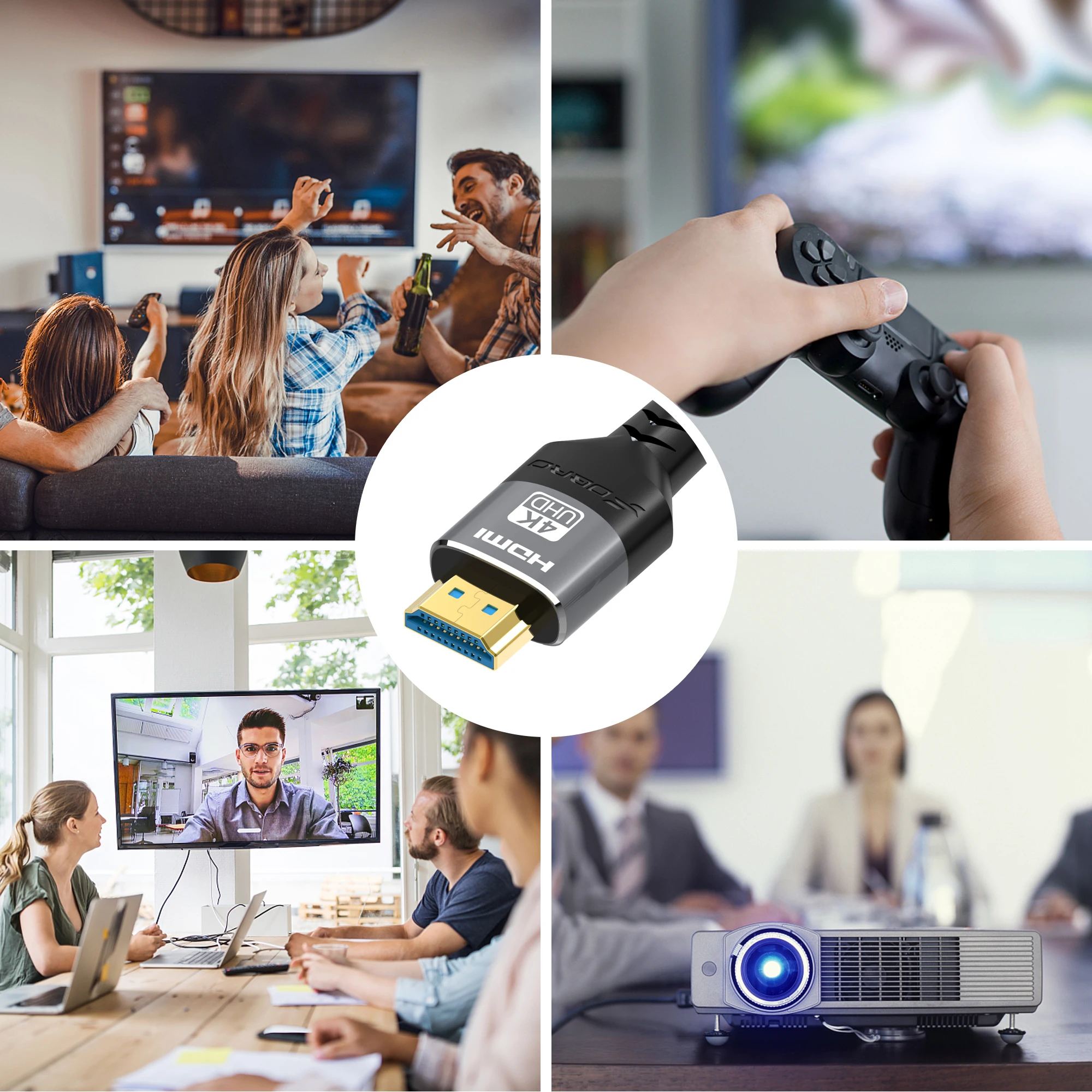 4K@60Hz HDMI-Kabel High-Speed HDMI 2.0 Kabel 18Gbps, HDR, Ethernet, ARC, 3D, HDCP 2.2, 2160p, 48 Bit für TV/HDTV/PS5/Xbox/Roku – Detail 6