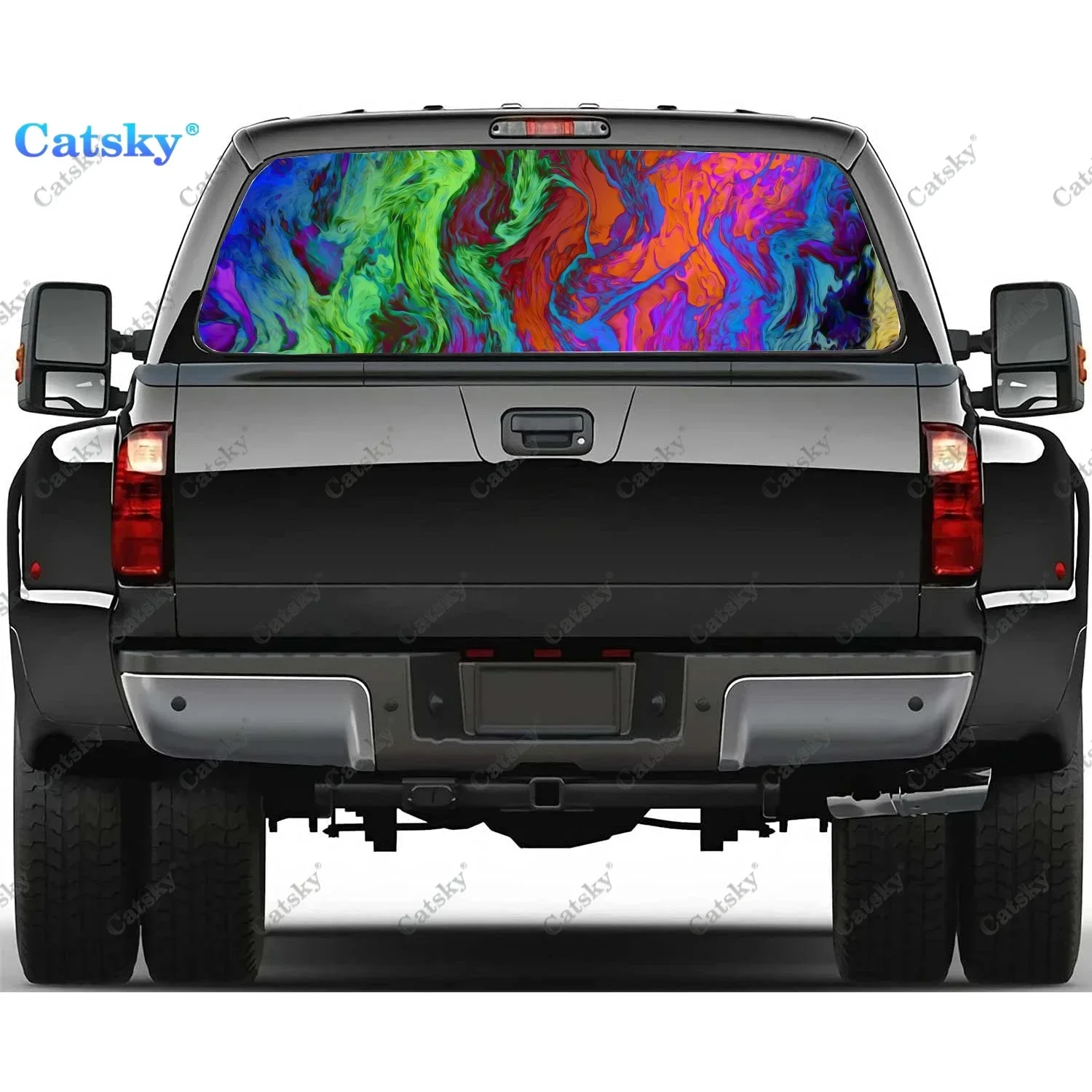 

Abstract - Rainbow Rear Window Decals for Truck,Pickup Window Decal,Rear Window Tint Graphic Perforated Vinyl Truck Stickers