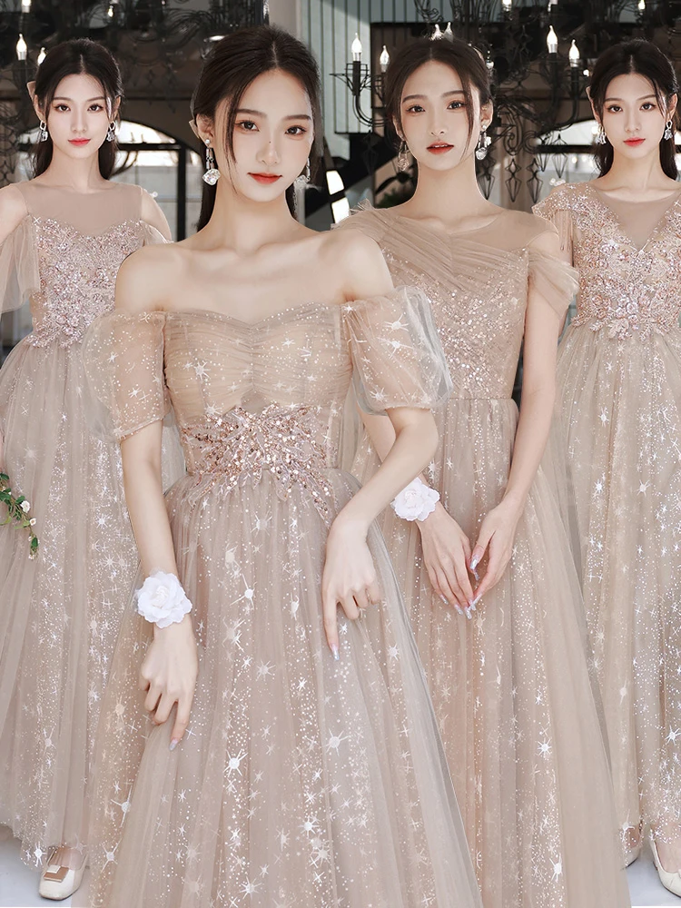 

Exquisite Sequin Bridesmaid Dresses 2024 New Summer Tulle Wedding Guest Dress Elegant Graduation Party Women's Evening Dress